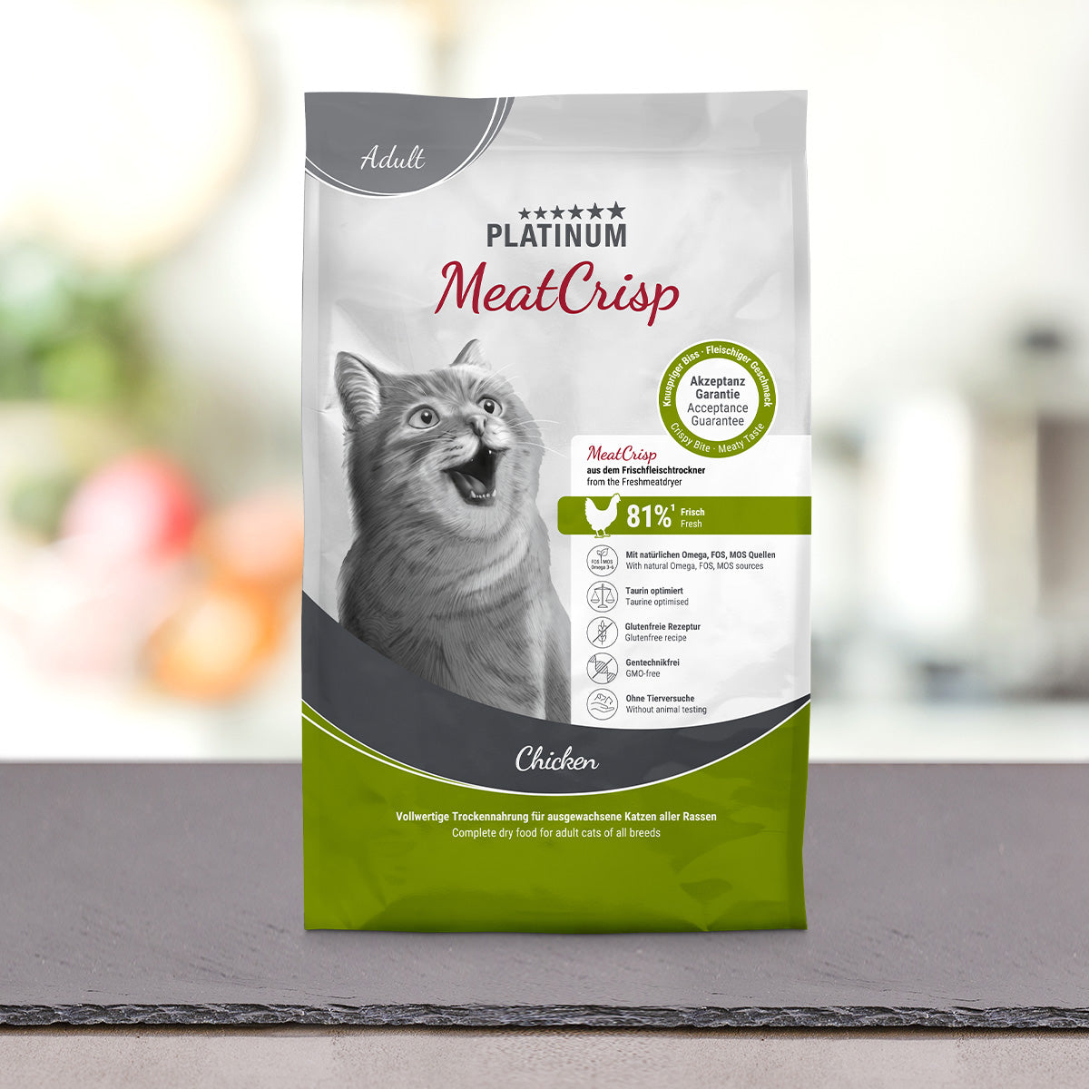 Vrečka PLATINUM MeatCrisp Adult Chicken 3 kg, suha hrana za mačke
